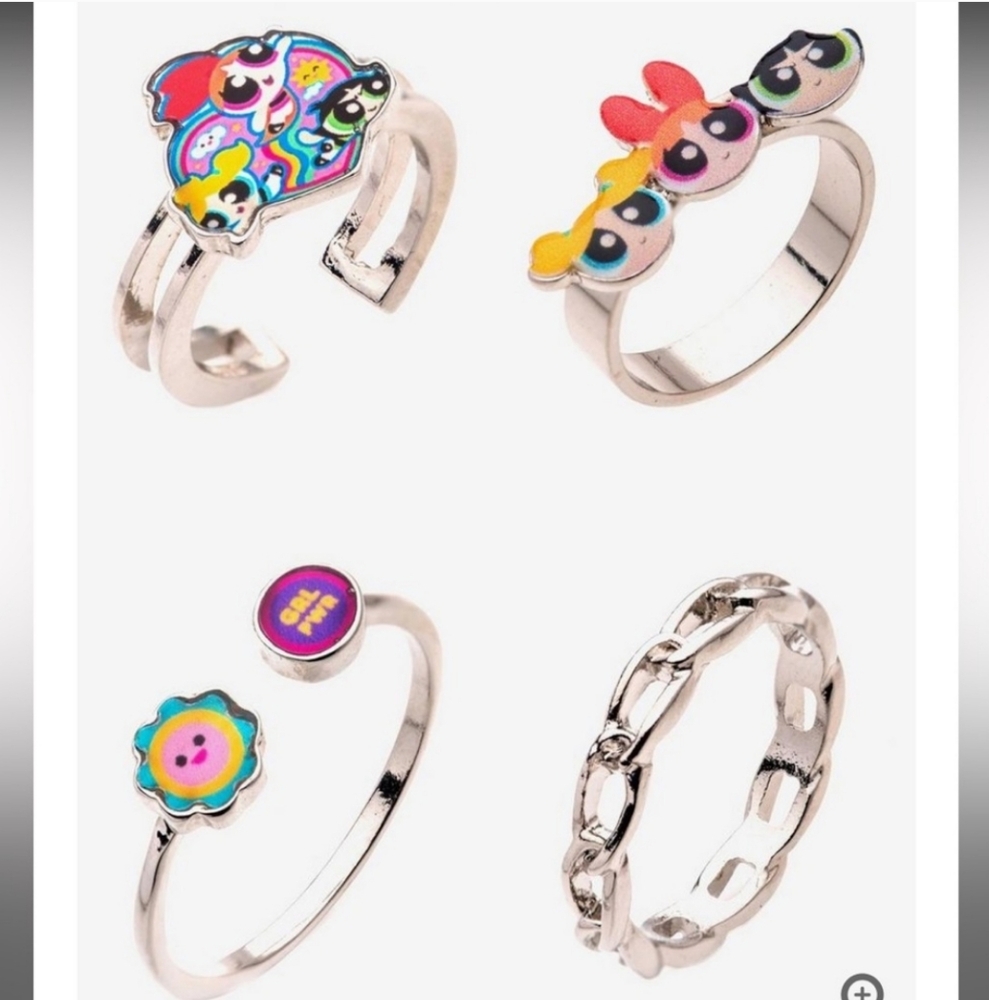 NWT The Powerpuff Girls Cartoon Network set of four rings